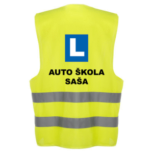 prsluk-marker-zuti-zastitna-oprema-nazad štampa prsluk marker auto škola zadnja strana logo